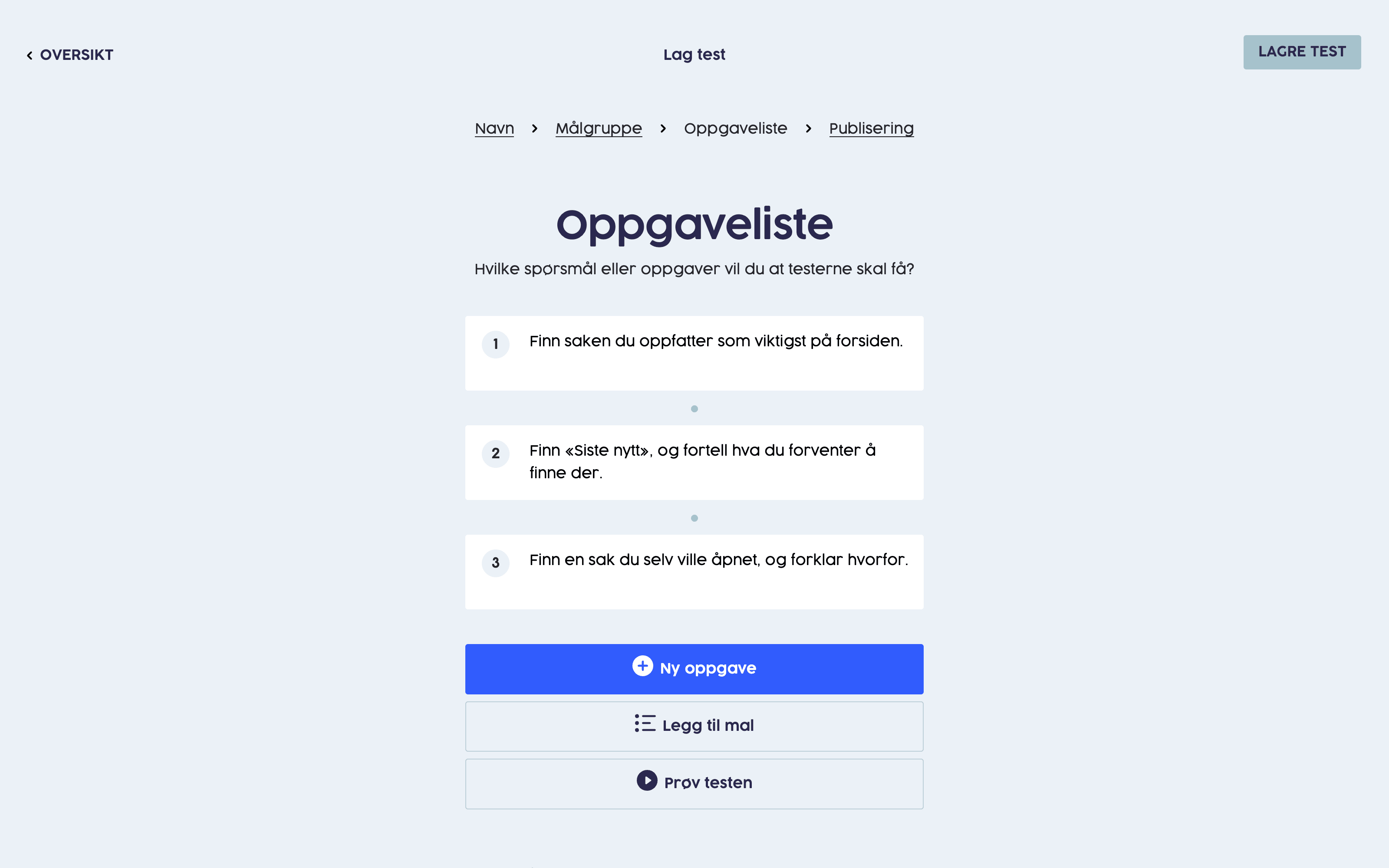 Teston-flate der kunden skriver oppgaver til en brukertest